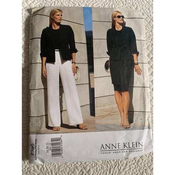 Vogue Anne Klein Misses Jacket Skirt Pants Sewing Pattern 2390 Sz 18 - 22 Uncut - Picture 8 of 9